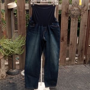 Woman's blue maternity jeans good condition size 12 leg ins in 31 inches very st